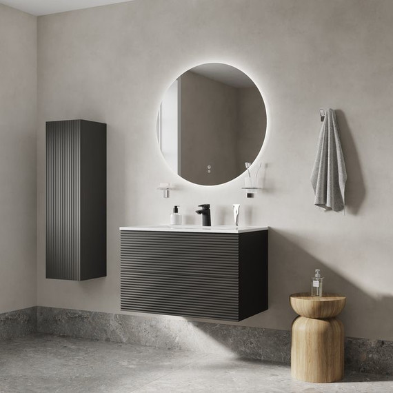 Тумба подвесная с раковиной Iddis Bild 80 см BIL80G0i95K, тёмно-серый - фото 5