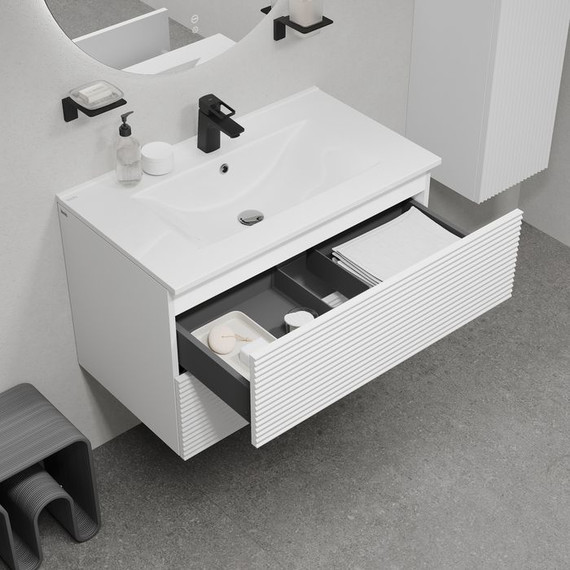 Тумба подвесная с раковиной Iddis Bild 80 см BIL80W0i95K, белый - фото 7