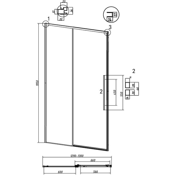 Душевая дверь Grossman Galaxy 130 см 100.K33.01.130.10.00, хром/прозрачное - фото, картинка 11 Душевая дверь Grossman Galaxy 130 см 100.K33.01.130.10.00, хром/прозрачное - фото 11