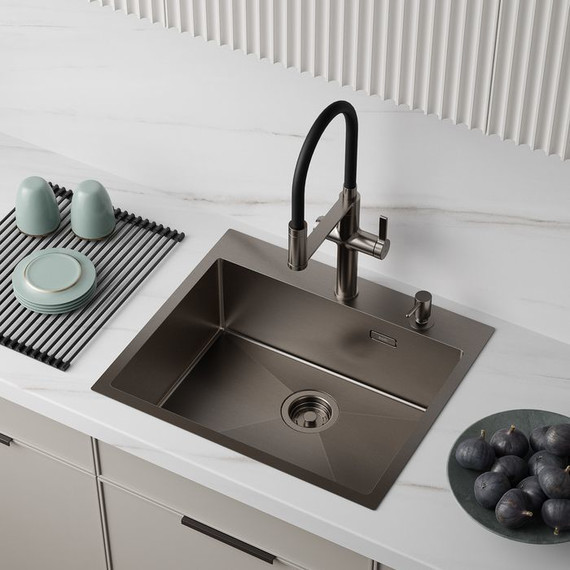 Кухонная мойка Iddis Haze HAZ59GMi77, графит матовый - фото 3