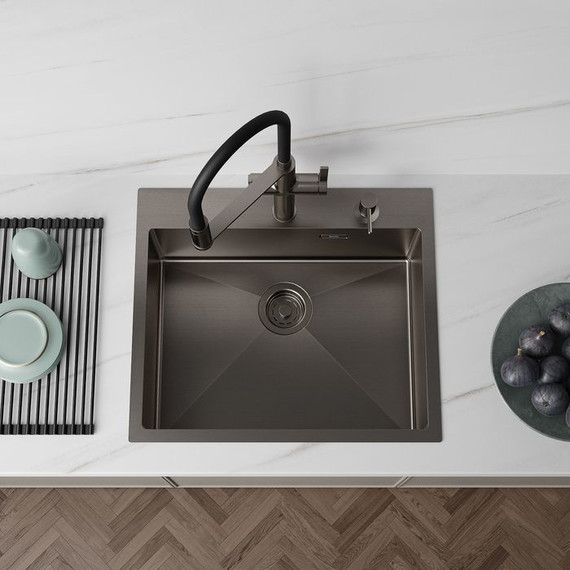 Кухонная мойка Iddis Haze HAZ59GMi77, графит матовый - фото 4