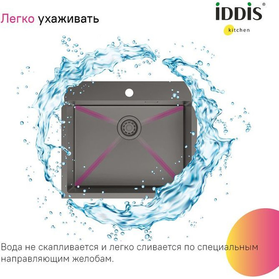 Кухонная мойка Iddis Haze HAZ59GMi77, графит матовый - фото 9