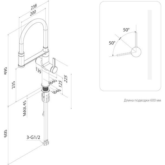 Смеситель для кухни Iddis Ikon IKNBNFFi05, сатин, Цвет производителя: сатин - фото 10
