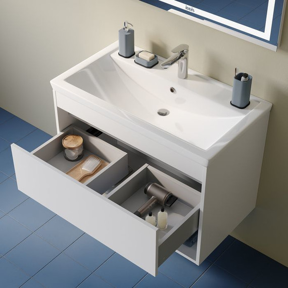 Тумба подвесная с раковиной Iddis Zodiac X 80 см ZDX80WNi95K, белый - фото 7