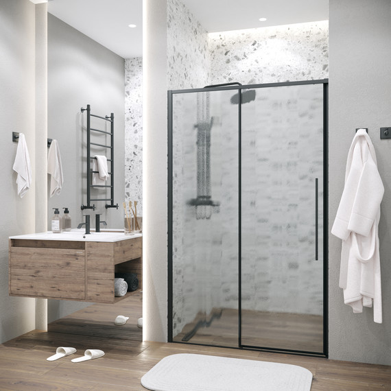 Душевая дверь Grossman Galaxy 110 см 100.K33.01.110.21.02, чёрный матовый/шиншилла - фото 4