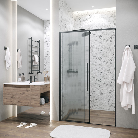 Душевая дверь Grossman Galaxy 130 см 100.K33.01.130.21.02, чёрный матовый/шиншилла - фото 6