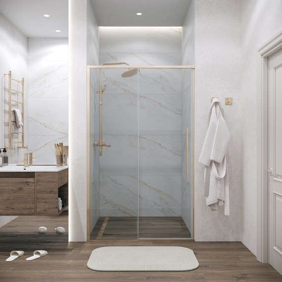 Душевая дверь Grossman Galaxy 130 см 100.K33.01.130.32.00, золото сатин/прозрачное - фото 5