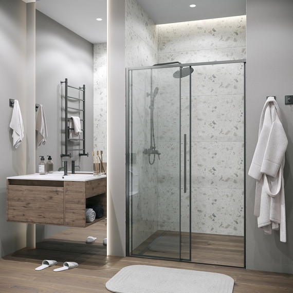 Душевая дверь Grossman Galaxy 140 см 100.K33.01.140.42.00, графит сатин/прозрачное - фото, картинка 6 Душевая дверь Grossman Galaxy 140 см 100.K33.01.140.42.00, графит сатин/прозрачное - фото 6