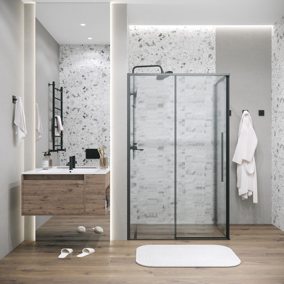 Душевое ограждение Grossman Galaxy 110x70 см 120.K33.01.1170.21.02, чёрный матовый/шиншилла - фото 3