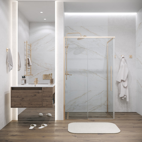 Душевое ограждение Grossman Galaxy 130x80 см 120.K33.01.1380.32.00, золото сатин/прозрачное - фото 3