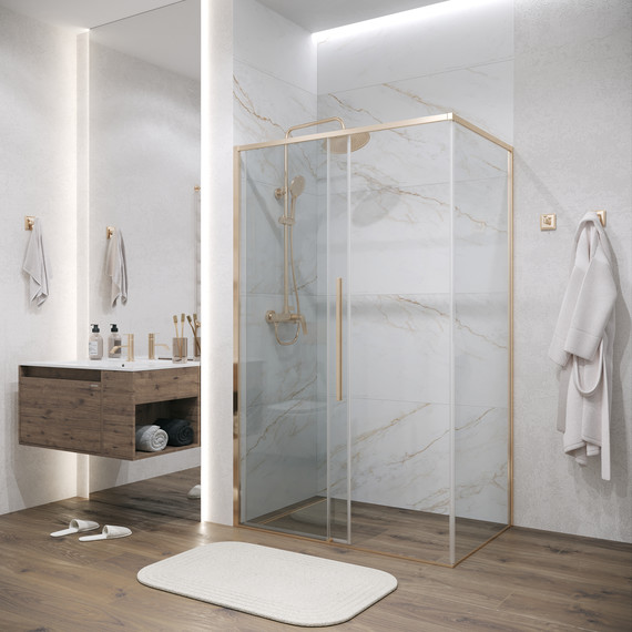 Душевое ограждение Grossman Galaxy 140x70 см 120.K33.01.1470.32.00, золото сатин/прозрачное - фото 5