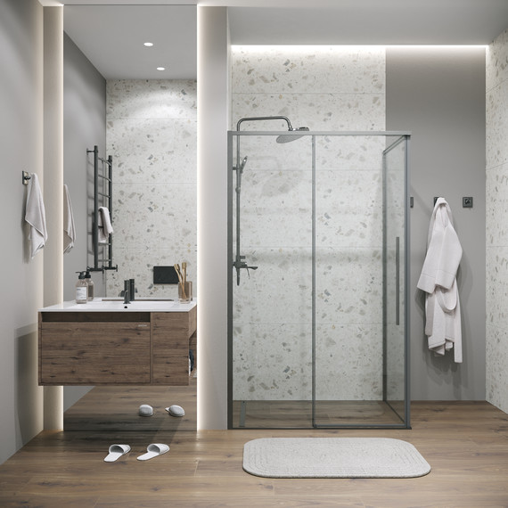 Душевое ограждение Grossman Galaxy 140x80 см 120.K33.01.1480.42.00, графит сатин/прозрачное - фото, картинка 3 Душевое ограждение Grossman Galaxy 140x80 см 120.K33.01.1480.42.00, графит сатин/прозрачное - фото 3