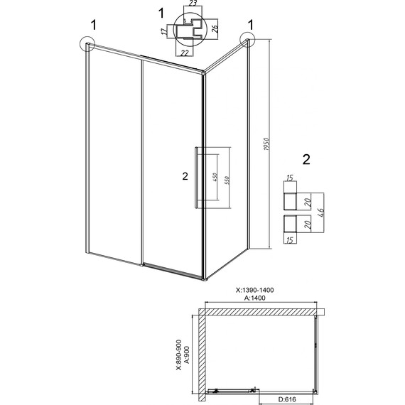 Душевое ограждение Grossman Galaxy 140x90 см 120.K33.01.1490.42.10, графит сатин/тонированное - фото 10
