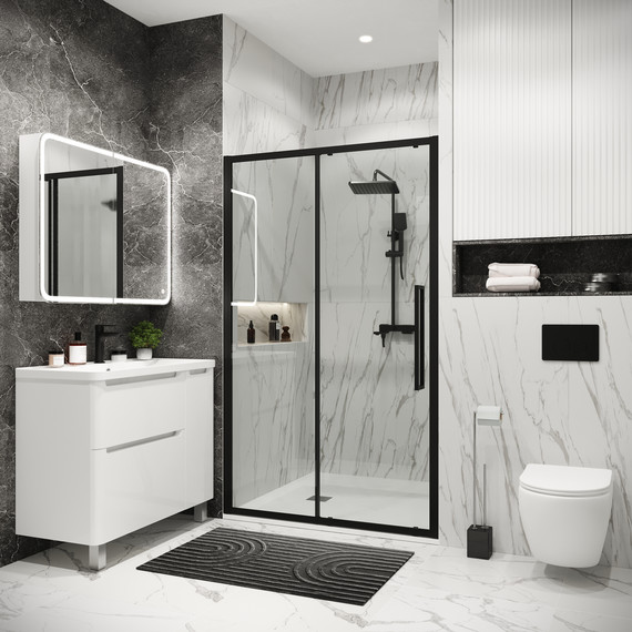 Душевая дверь Grossman Cosmo 110 см 100.K33.02.110.21.00, чёрный матовый/прозрачное - фото 4