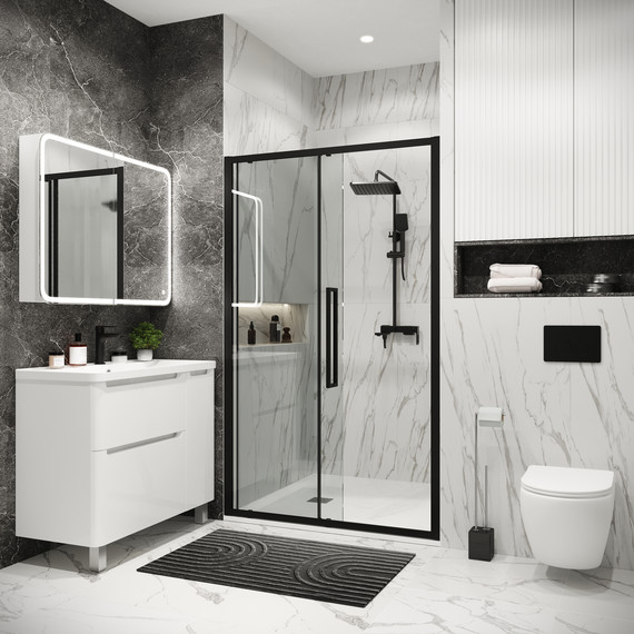 Душевая дверь Grossman Cosmo 110 см 100.K33.02.110.21.00, чёрный матовый/прозрачное - фото 6