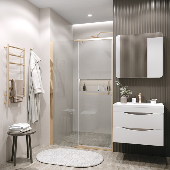 Душевая дверь Grossman Pragma 100 см 100.K33.03.100.32.00, золото сатин/прозрачное - фото 4