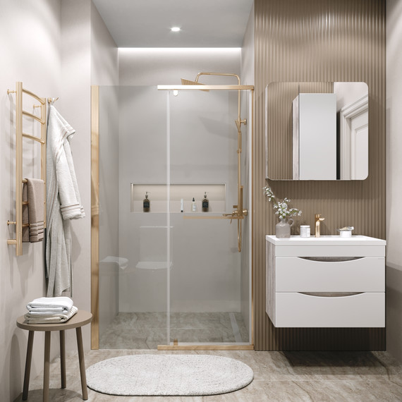 Душевая дверь Grossman Pragma 100 см 100.K33.03.100.32.00, золото сатин/прозрачное - фото 5