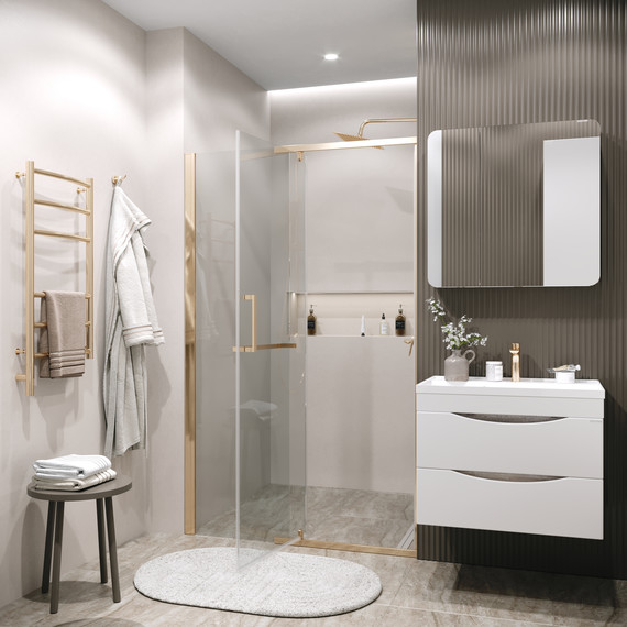 Душевая дверь Grossman Pragma 100 см 100.K33.03.100.32.00, золото сатин/прозрачное - фото 6