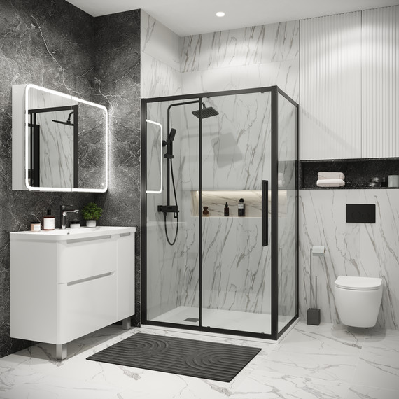 Душевое ограждение Grossman Cosmo 100x80 см 120.K33.02.1080.21.00, чёрный матовый/прозрачное - фото 