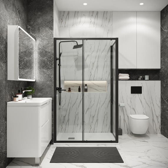 Душевое ограждение Grossman Cosmo 110x70 см 120.K33.02.1170.21.00, чёрный матовый/прозрачное - фото 3