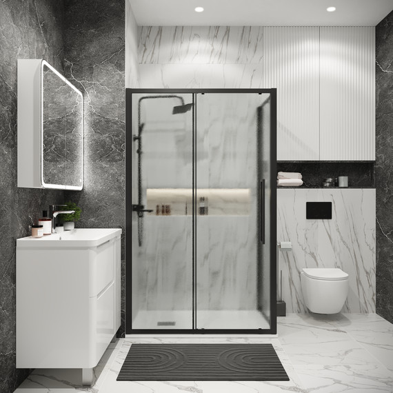 Душевое ограждение Grossman Cosmo 110x70 см 120.K33.02.1170.21.02, чёрный матовый/шиншилла - фото 3