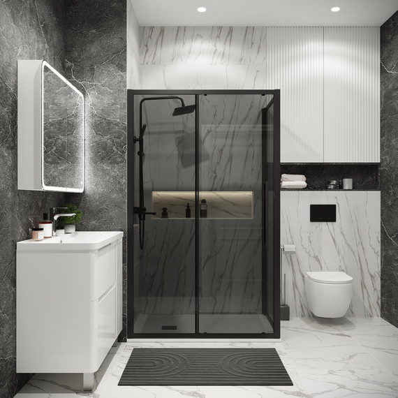 Душевое ограждение Grossman Cosmo 100x90 см 120.K33.02.1090.21.10, чёрный матовый/тонированное - фото 3