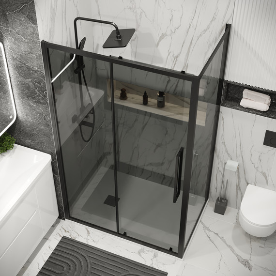 Душевое ограждение Grossman Cosmo 100x90 см 120.K33.02.1090.21.10, чёрный матовый/тонированное - фото 4