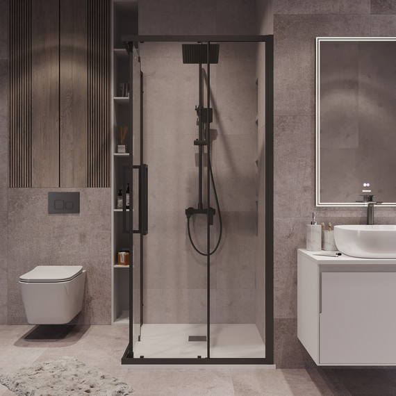 Душевое ограждение Grossman Cosmo 80x80 см 300.K33.02.8080.21.00, чёрный матовый/прозрачное - фото 6