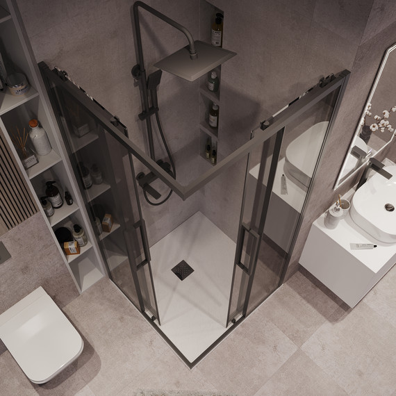 Душевое ограждение Grossman Cosmo 90x90 см 300.K33.02.9090.21.10, чёрный матовый/тонированное - фото 5