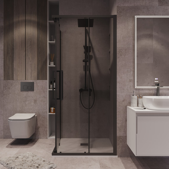 Душевое ограждение Grossman Cosmo 90x90 см 300.K33.02.9090.21.10, чёрный матовый/тонированное - фото 6