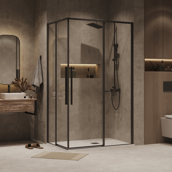 Душевое ограждение Grossman Galaxy 110x90 см 300.K33.01.1190.21.00, чёрный матовый/прозрачное - фото 