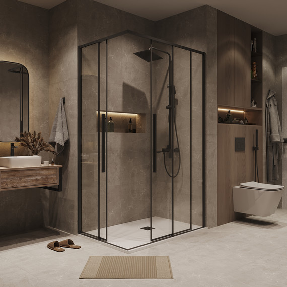 Душевое ограждение Grossman Galaxy 110x100 см 300.K33.01.1110.42.00, графит сатин/прозрачное - фото 4