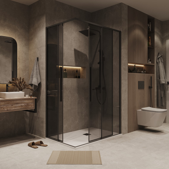 Душевое ограждение Grossman Galaxy 120x80 см 300.K33.01.1280.21.10, чёрный матовый/тонированное - фото 4