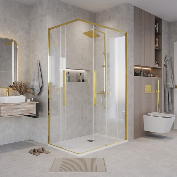 Душевое ограждение Grossman Galaxy 120x80 см 300.K33.01.1280.32.00, золото сатин/прозрачное - фото 4