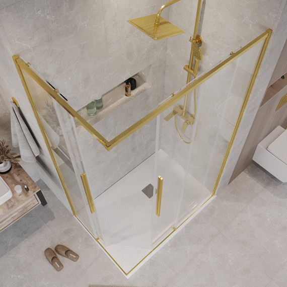 Душевое ограждение Grossman Galaxy 120x80 см 300.K33.01.1280.32.00, золото сатин/прозрачное - фото 6