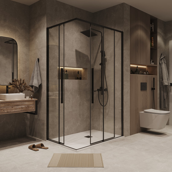 Душевое ограждение Grossman Galaxy 100x70 см 300.K33.01.1070.42.00, графит сатин/прозрачное - фото 4