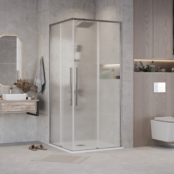 Душевое ограждение Grossman Galaxy 80x80 см 300.K33.01.8080.10.02, хром/шиншилла - фото 