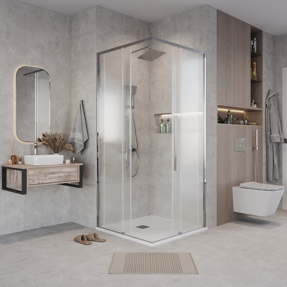 Душевое ограждение Grossman Galaxy 80x80 см 300.K33.01.8080.10.02, хром/шиншилла - фото 4