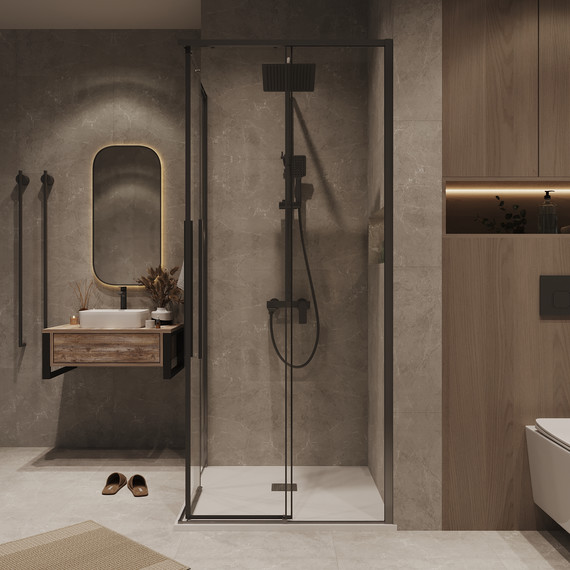 Душевое ограждение Grossman Galaxy 70x70 см 300.K33.01.7070.42.00, графит сатин/прозрачное - фото 4