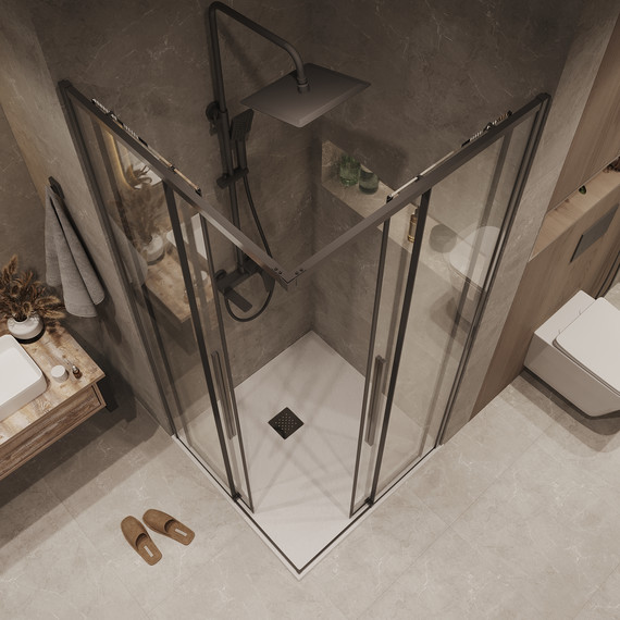 Душевое ограждение Grossman Galaxy 80x80 см 300.K33.01.8080.42.00, графит сатин/прозрачное - фото 6