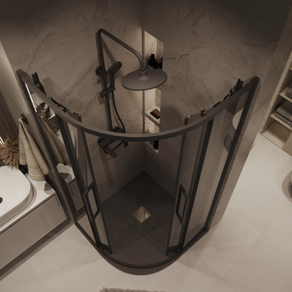 Душевое ограждение Grossman Cosmo 80x80 см 301.K33.02.8080.21.10, чёрный матовый/тонированное - фото 4