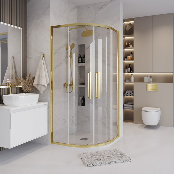 Душевое ограждение Grossman Cosmo 90x90 см 301.K33.02.9090.32.00, золото сатин/прозрачное - фото 5