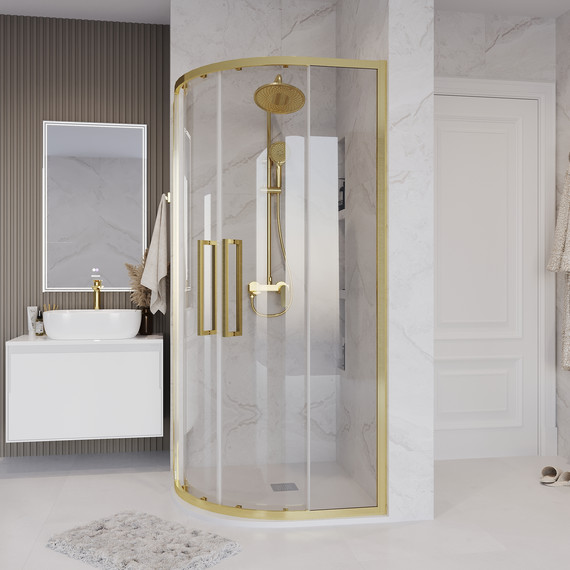 Душевое ограждение Grossman Cosmo 90x90 см 301.K33.02.9090.32.00, золото сатин/прозрачное - фото 6