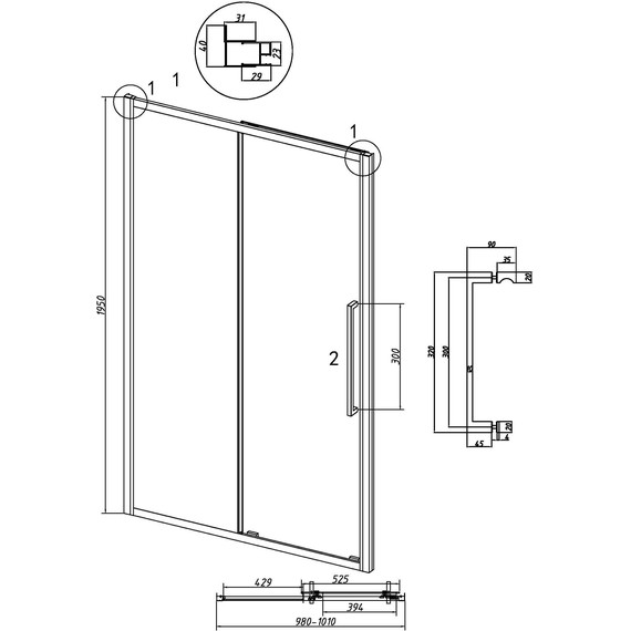 Душевая дверь Grossman Cosmo 100 см 100.K33.02.100.21.10, чёрный матовый/тонированное - фото 11