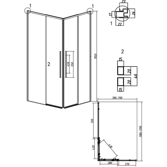 Душевое ограждение Grossman Galaxy 120x80 см 300.K33.01.1280.32.00, золото сатин/прозрачное - фото 11