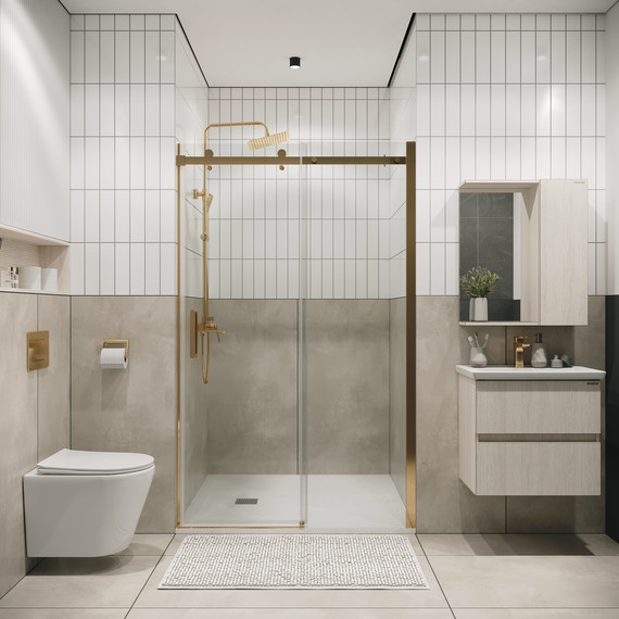 Душевая дверь Grossman Classic 120 см 100.K33.04.120.32.00, золото сатин/прозрачное - фото 4