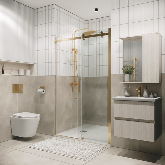 Душевая дверь Grossman Classic 100 см 100.K33.04.100.32.00, золото сатин/прозрачное - фото 6