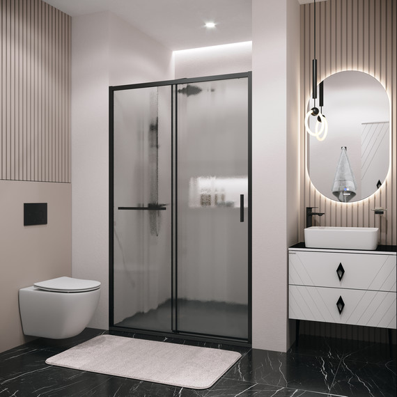 Душевая дверь Grossman Style 120 см 100.K33.05.120.21.02, чёрный матовый/шиншилла - фото 4