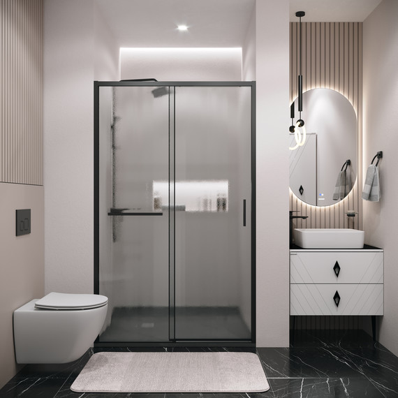 Душевая дверь Grossman Style 120 см 100.K33.05.120.21.02, чёрный матовый/шиншилла - фото 5