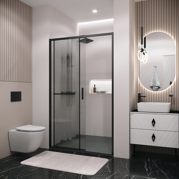 Душевая дверь Grossman Style 120 см 100.K33.05.120.21.02, чёрный матовый/шиншилла - фото 6